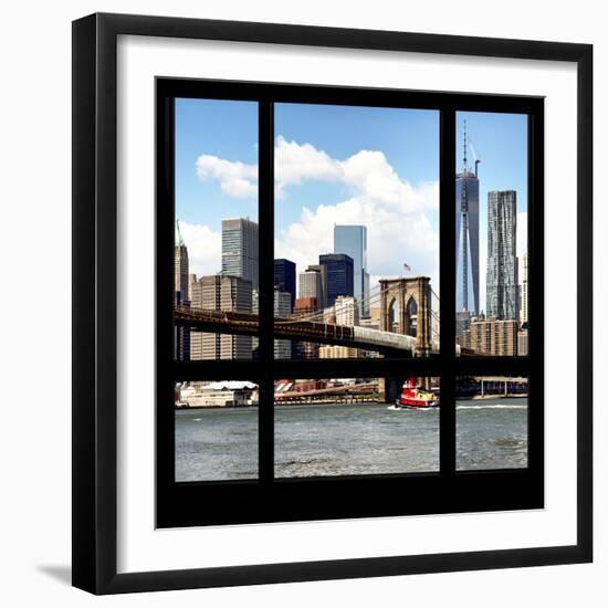 View from the Window - NYC Skyline and Brooklyn Bridge-Philippe Hugonnard-Framed Photographic Print