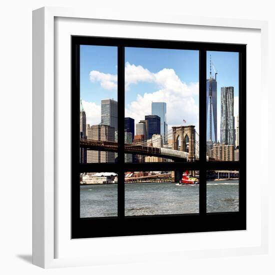 View from the Window - NYC Skyline and Brooklyn Bridge-Philippe Hugonnard-Framed Photographic Print