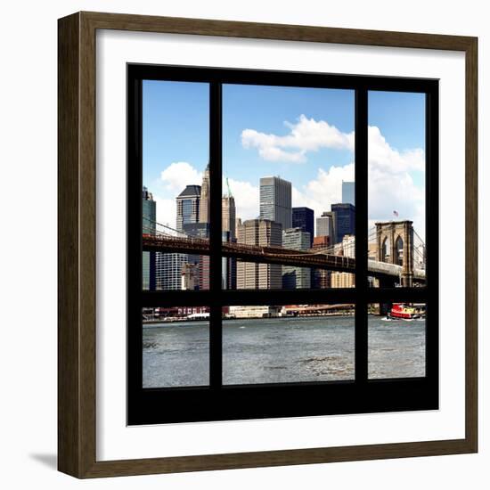 View from the Window - NYC Skyline and Brooklyn Bridge-Philippe Hugonnard-Framed Photographic Print