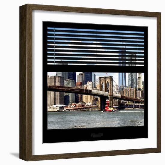 View from the Window - NYC Skyline and Brooklyn Bridge-Philippe Hugonnard-Framed Photographic Print