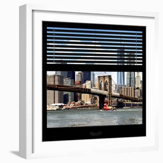 View from the Window - NYC Skyline and Brooklyn Bridge-Philippe Hugonnard-Framed Photographic Print