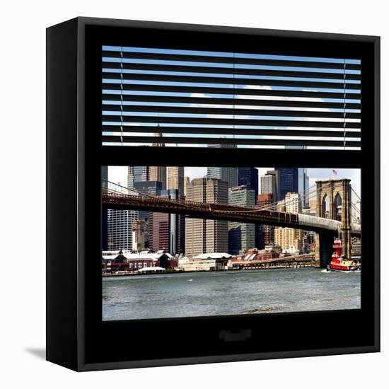 View from the Window - NYC Skyline and Brooklyn Bridge-Philippe Hugonnard-Framed Stretched Canvas