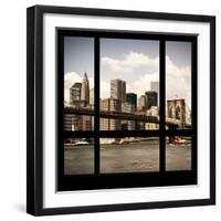 View from the Window - NYC Skyline and Brooklyn Bridge-Philippe Hugonnard-Framed Photographic Print