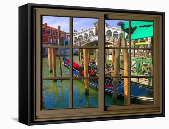 View from the Window Rialto Bridge at Venice-Anna Siena-Framed Stretched Canvas