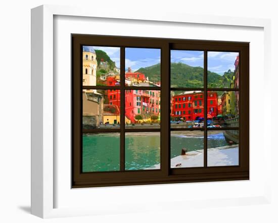 View from the Window Vernazza at Cinque Terre-Anna Siena-Framed Giclee Print