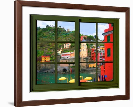 View from the Window Vernazza at Cinque Terre-Anna Siena-Framed Giclee Print