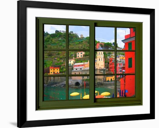 View from the Window Vernazza at Cinque Terre-Anna Siena-Framed Giclee Print