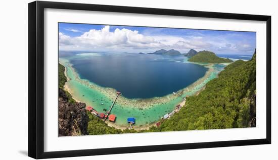 View from Tropical Island of Tun Sakaran Marine Park, Celebes Sea, Nr Semporna, Sabah, Borneo-Peter Adams-Framed Photographic Print