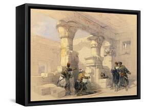 View from under the Portico of Dayr E Medeeneh, Thebes-David Roberts-Framed Stretched Canvas