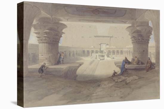 View from under the Portico of the Temple of Edfu-David Roberts-Stretched Canvas