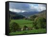 View from Valley to Snowdonia Mountains, Snowdonia, Gwynedd, Wales, United Kingdom, Europe-null-Framed Stretched Canvas