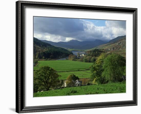 View from Valley to Snowdonia Mountains, Snowdonia, Gwynedd, Wales, United Kingdom, Europe-null-Framed Photographic Print