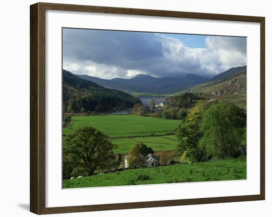 View from Valley to Snowdonia Mountains, Snowdonia, Gwynedd, Wales, United Kingdom, Europe-null-Framed Photographic Print