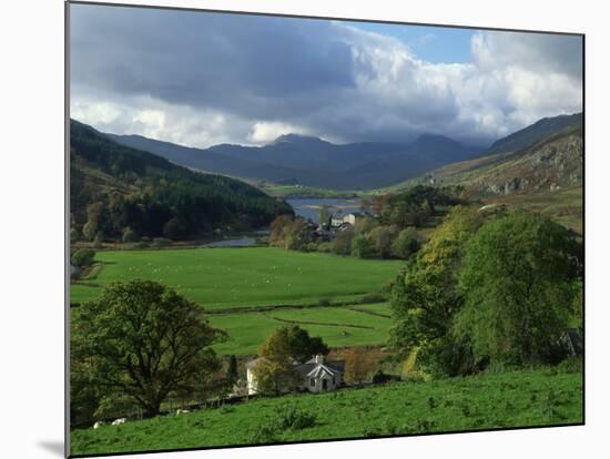 View from Valley to Snowdonia Mountains, Snowdonia, Gwynedd, Wales, United Kingdom, Europe-null-Mounted Photographic Print