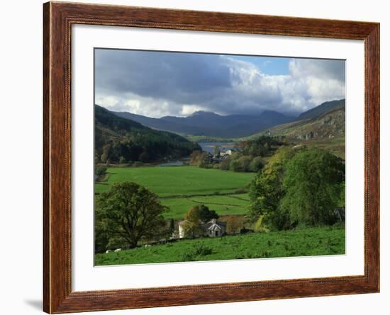 View from Valley to Snowdonia Mountains, Snowdonia, Gwynedd, Wales, United Kingdom, Europe-null-Framed Photographic Print