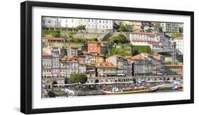 View from Vila Nova de Gaia towards Porto with the old town. The old town is listed as UNESCO World-Martin Zwick-Framed Photographic Print