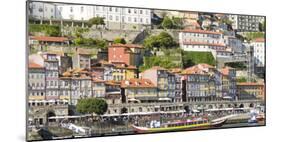 View from Vila Nova de Gaia towards Porto with the old town. The old town is listed as UNESCO World-Martin Zwick-Mounted Photographic Print