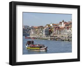 View from Vila Nova de Gaia towards Porto with the old town. The old town is listed as UNESCO World-Martin Zwick-Framed Photographic Print