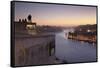 View from Vila Nova de Gaia View over Douro River at sunset to Ribeira District, UNESCO World Herit-Markus Lange-Framed Stretched Canvas