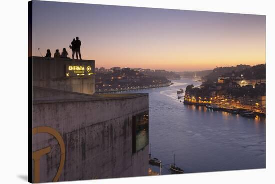 View from Vila Nova de Gaia View over Douro River at sunset to Ribeira District, UNESCO World Herit-Markus Lange-Stretched Canvas