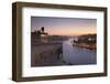 View from Vila Nova de Gaia View over Douro River at sunset to Ribeira District, UNESCO World Herit-Markus Lange-Framed Photographic Print