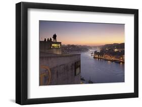 View from Vila Nova de Gaia View over Douro River at sunset to Ribeira District, UNESCO World Herit-Markus Lange-Framed Photographic Print