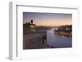 View from Vila Nova de Gaia View over Douro River at sunset to Ribeira District, UNESCO World Herit-Markus Lange-Framed Photographic Print