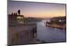 View from Vila Nova de Gaia View over Douro River at sunset to Ribeira District, UNESCO World Herit-Markus Lange-Mounted Photographic Print