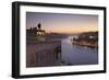 View from Vila Nova de Gaia View over Douro River at sunset to Ribeira District, UNESCO World Herit-Markus Lange-Framed Photographic Print