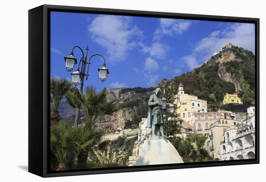 View from Waterfront to Statue-Eleanor Scriven-Framed Stretched Canvas