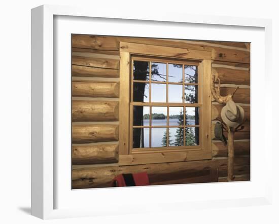 View from Window in Log Cabin-null-Framed Premium Photographic Print