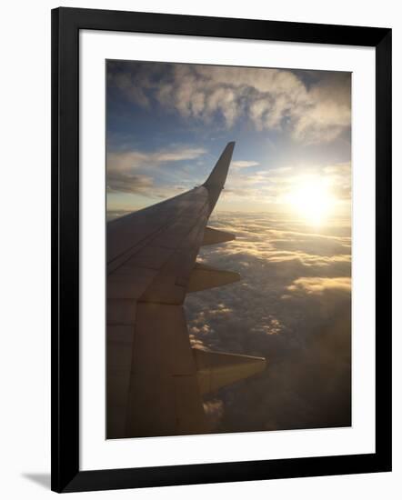 View from Window of Boeing 737-800 En Route from Australia to New Zealand at Sunset, Australia, Pac-Nick Servian-Framed Photographic Print