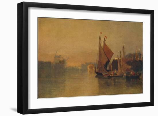 View from Yarmouth Bridge, Norfolk, Looking towards Breydon, Just after Sunset, c1823-John Sell Cotman-Framed Premium Giclee Print