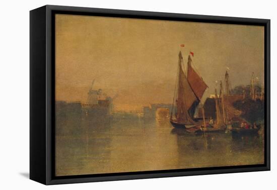 View from Yarmouth Bridge, Norfolk, Looking towards Breydon, Just after Sunset, c1823-John Sell Cotman-Framed Stretched Canvas