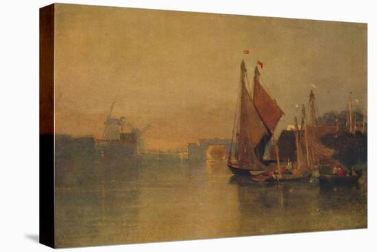 View from Yarmouth Bridge, Norfolk, Looking towards Breydon, Just after Sunset, c1823-John Sell Cotman-Stretched Canvas