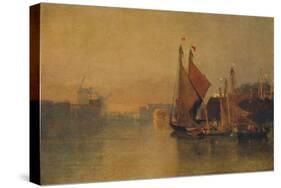 View from Yarmouth Bridge, Norfolk, Looking towards Breydon, Just after Sunset, c1823-John Sell Cotman-Stretched Canvas