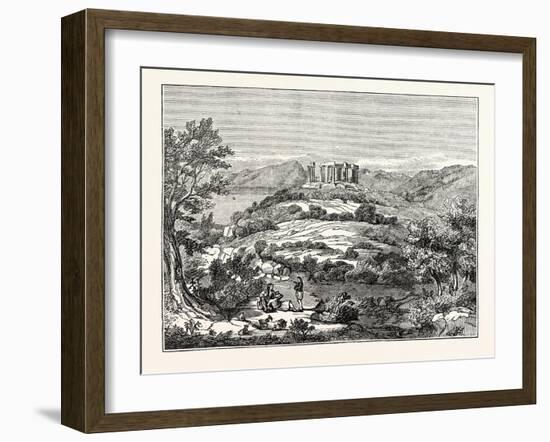 View in Aegina with the Temple of Jupiter Panhellenus-null-Framed Giclee Print
