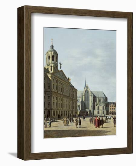 View in Amsterdam, with the Facade of the Stadhuis and the Nieuwe Kerk-Gerrit Adriaensz Berckheyde-Framed Giclee Print