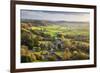 View in autumn over the village of Corton Denham and countryside at sunset, Corton Denham, Somerset-Stuart Black-Framed Photographic Print