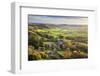 View in autumn over the village of Corton Denham and countryside at sunset, Corton Denham, Somerset-Stuart Black-Framed Photographic Print