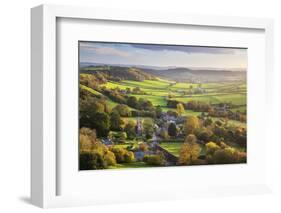 View in autumn over the village of Corton Denham and countryside at sunset, Corton Denham, Somerset-Stuart Black-Framed Photographic Print