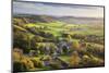 View in autumn over the village of Corton Denham and countryside at sunset, Corton Denham, Somerset-Stuart Black-Mounted Photographic Print