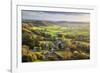 View in autumn over the village of Corton Denham and countryside at sunset, Corton Denham, Somerset-Stuart Black-Framed Photographic Print