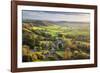 View in autumn over the village of Corton Denham and countryside at sunset, Corton Denham, Somerset-Stuart Black-Framed Photographic Print