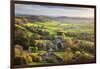 View in autumn over the village of Corton Denham and countryside at sunset, Corton Denham, Somerset-Stuart Black-Framed Photographic Print