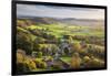 View in autumn over the village of Corton Denham and countryside at sunset, Corton Denham, Somerset-Stuart Black-Framed Photographic Print