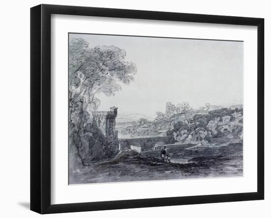 View in Italy (Drawing)-Sir Augustus Wall Callcott-Framed Giclee Print