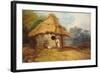 View in Southern India, with a Warrior Outside His Hut, C.1815-George Chinnery-Framed Giclee Print