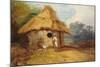View in Southern India, with a Warrior Outside His Hut, C.1815-George Chinnery-Mounted Giclee Print