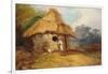 View in Southern India, with a Warrior Outside His Hut, C.1815-George Chinnery-Framed Giclee Print